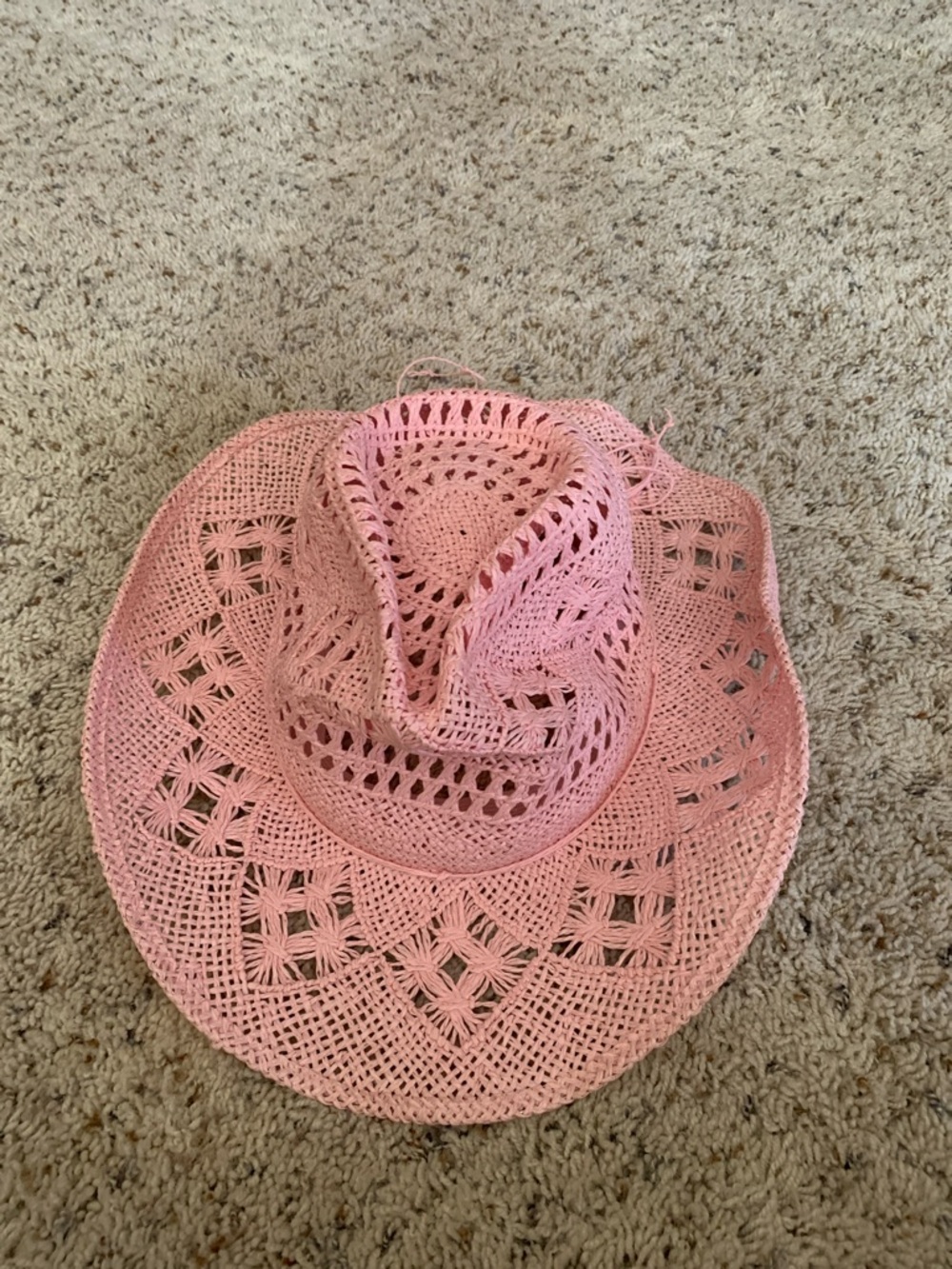 Pink Crochet Wide-Brim Women's Sun Hat